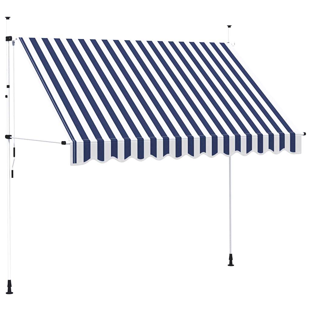 vidaXL Einziehbare Markise Handbetrieben 300 cm Blau/Weiß Gestreift