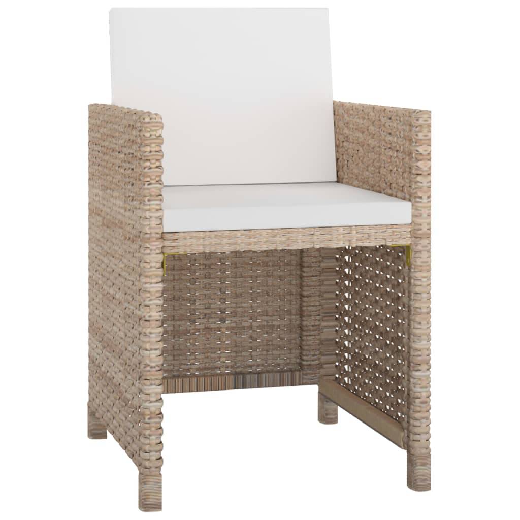 vidaXL 5-tlg. Garten-Essgruppe mit Auflagen Poly Rattan Beige
