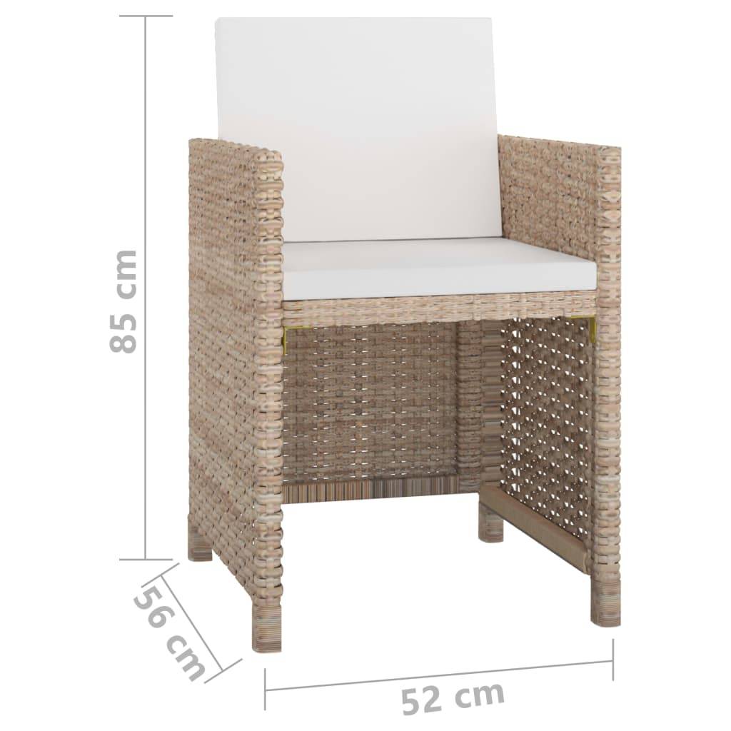 vidaXL 5-tlg. Garten-Essgruppe mit Auflagen Poly Rattan Beige