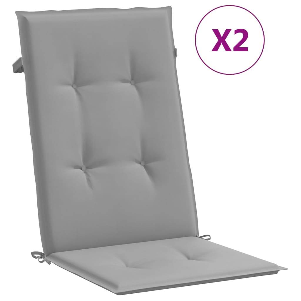 vidaXL Gartenstuhlauflagen für Hochlehner 2 Stk. Grau 120x50x3cm Stoff