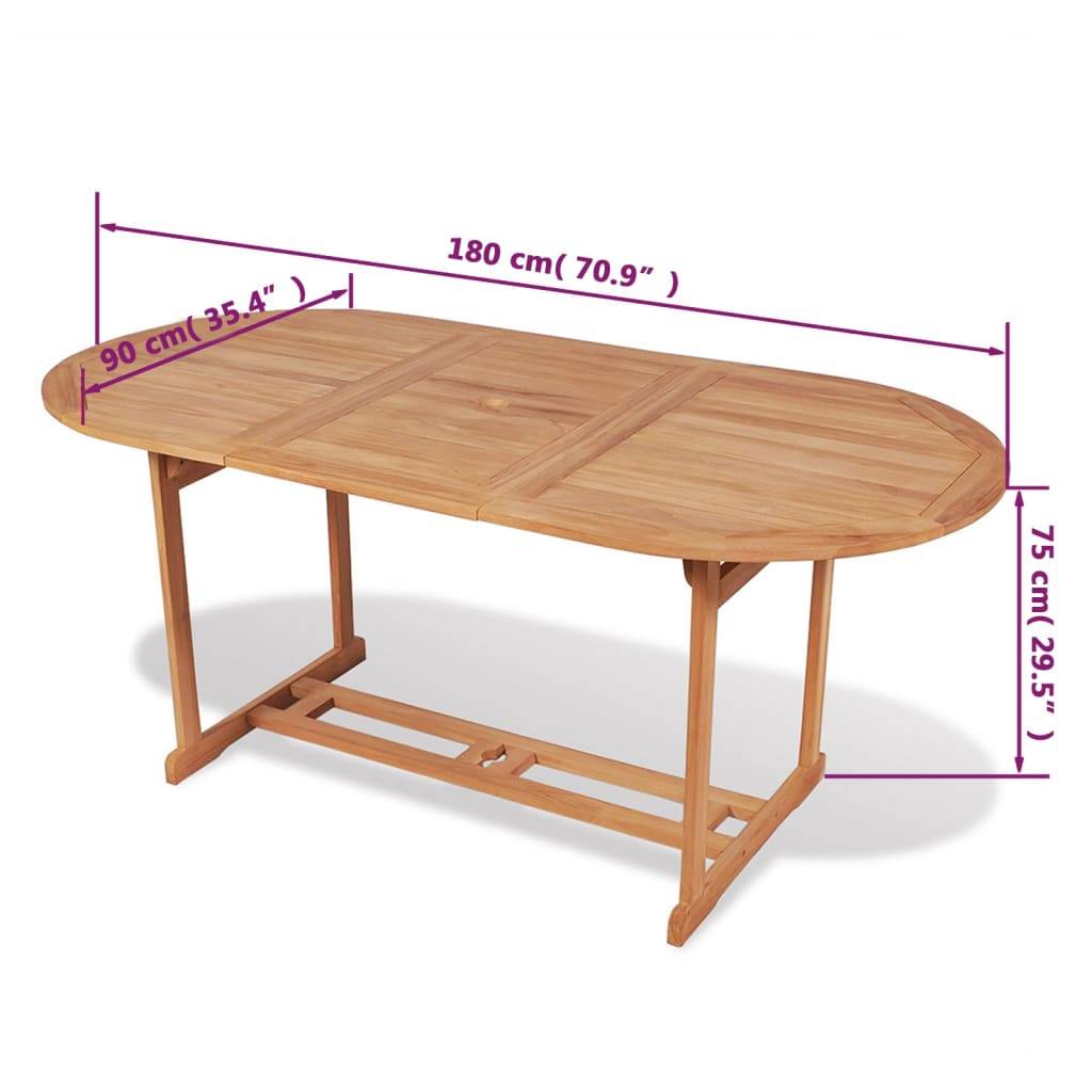 vidaXL Gartentish 180x90x75 cm Teak Massivholz