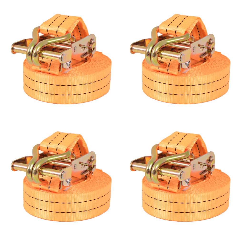 vidaXL Ratschen-Spanngurte 4 Stk. 1 Tonne 6m×38mm Orange