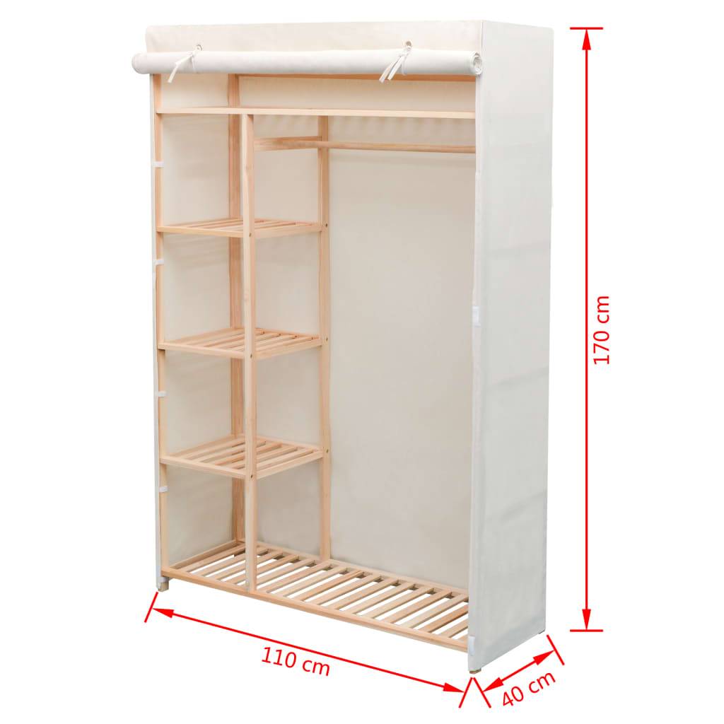 vidaXL Schrank Stoff und Kiefernholz 110 x 40 x 170 cm