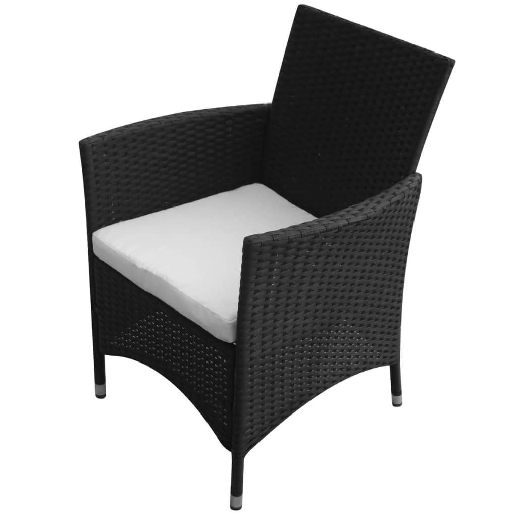 vidaXL 9-tlg. Garten-Essgruppe mit Auflagen Poly Rattan Schwarz