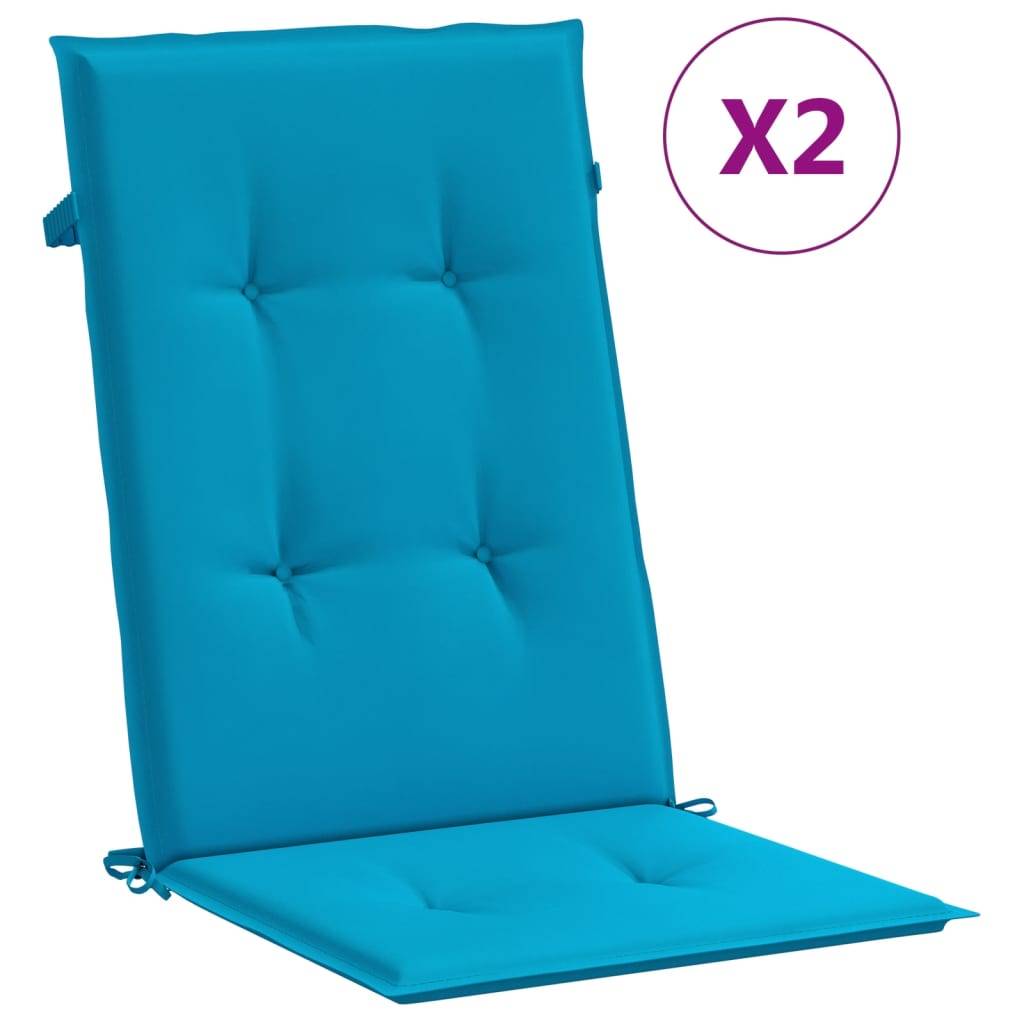 vidaXL Gartenstuhlauflagen für Hochlehner 2 Stk. Blau 120x50x3cm Stoff