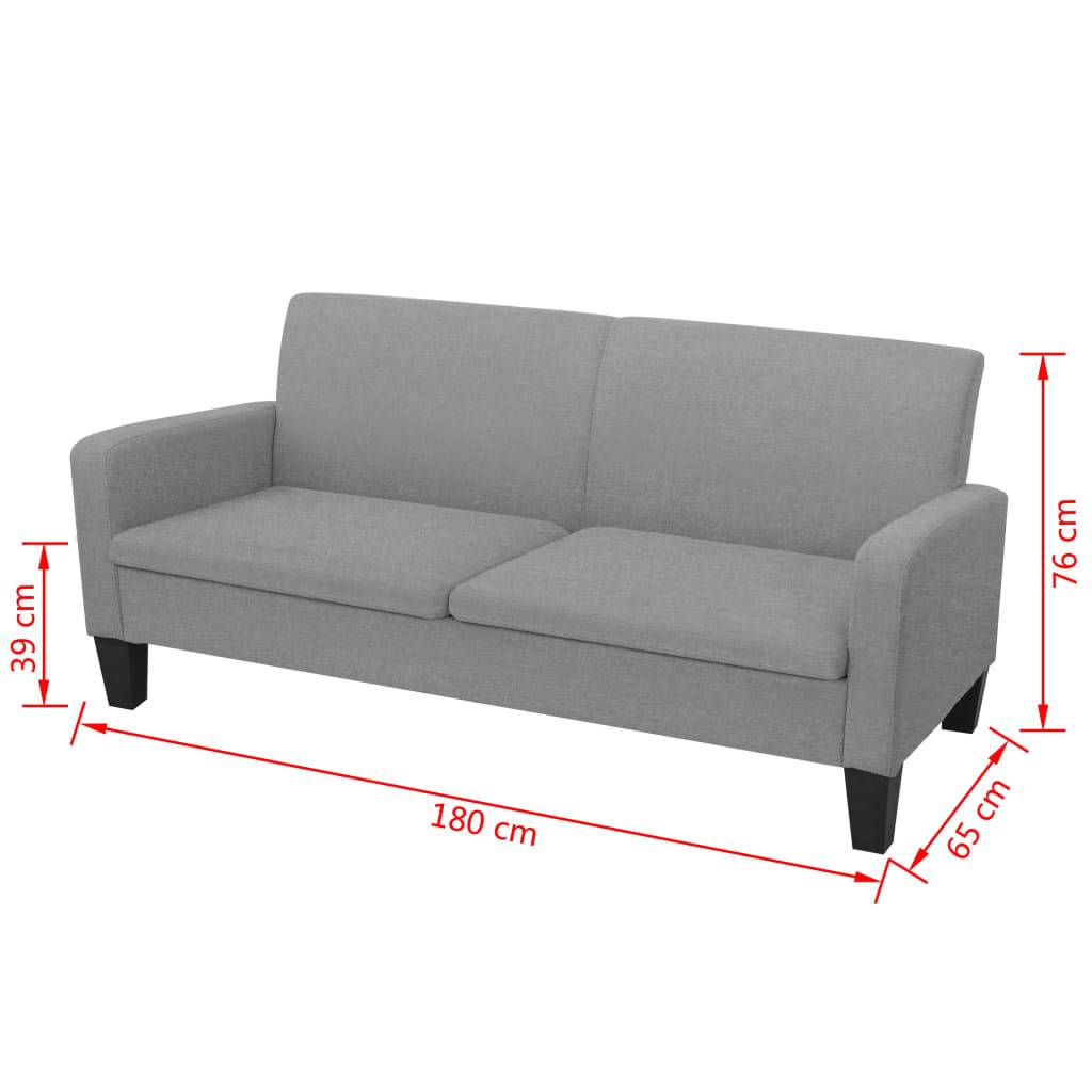 vidaXL Sofa 3-Sitzer 180x65x76 cm Hellgrau