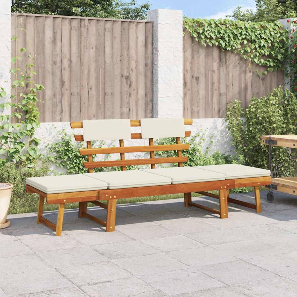 vidaXL Gartenbank 2-in-1 mit Polstern 190 cm Massivholz Akazie