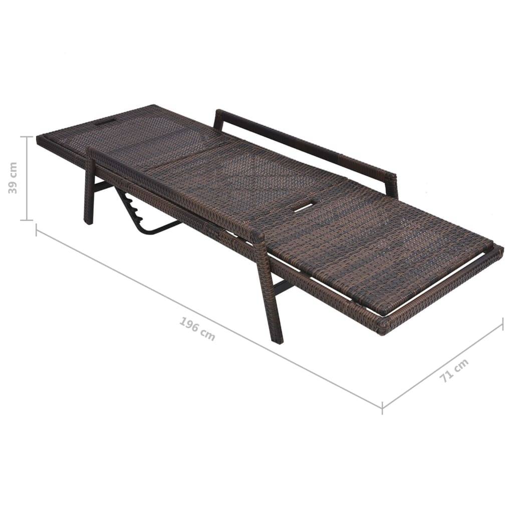 vidaXL Sonnenliege mit Auflage Poly Rattan Braun