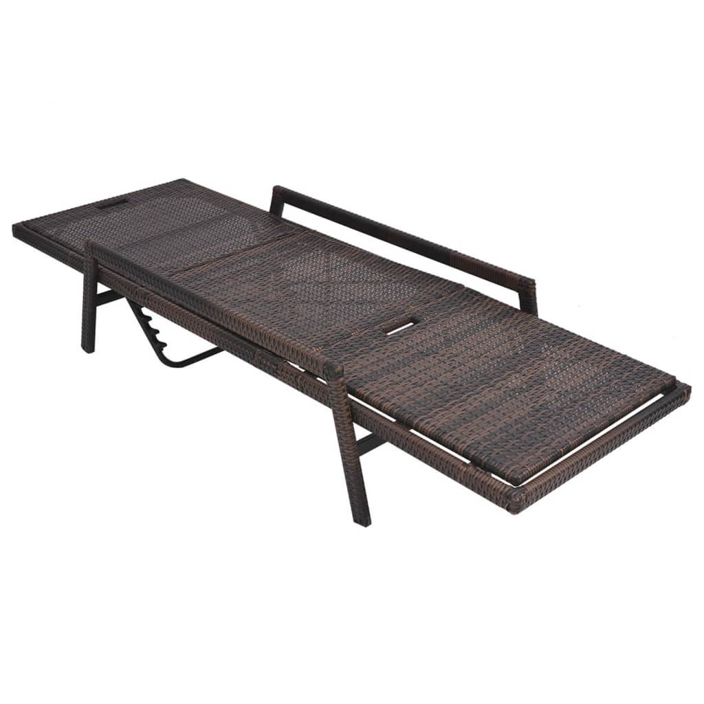vidaXL Sonnenliege mit Auflage Poly Rattan Braun