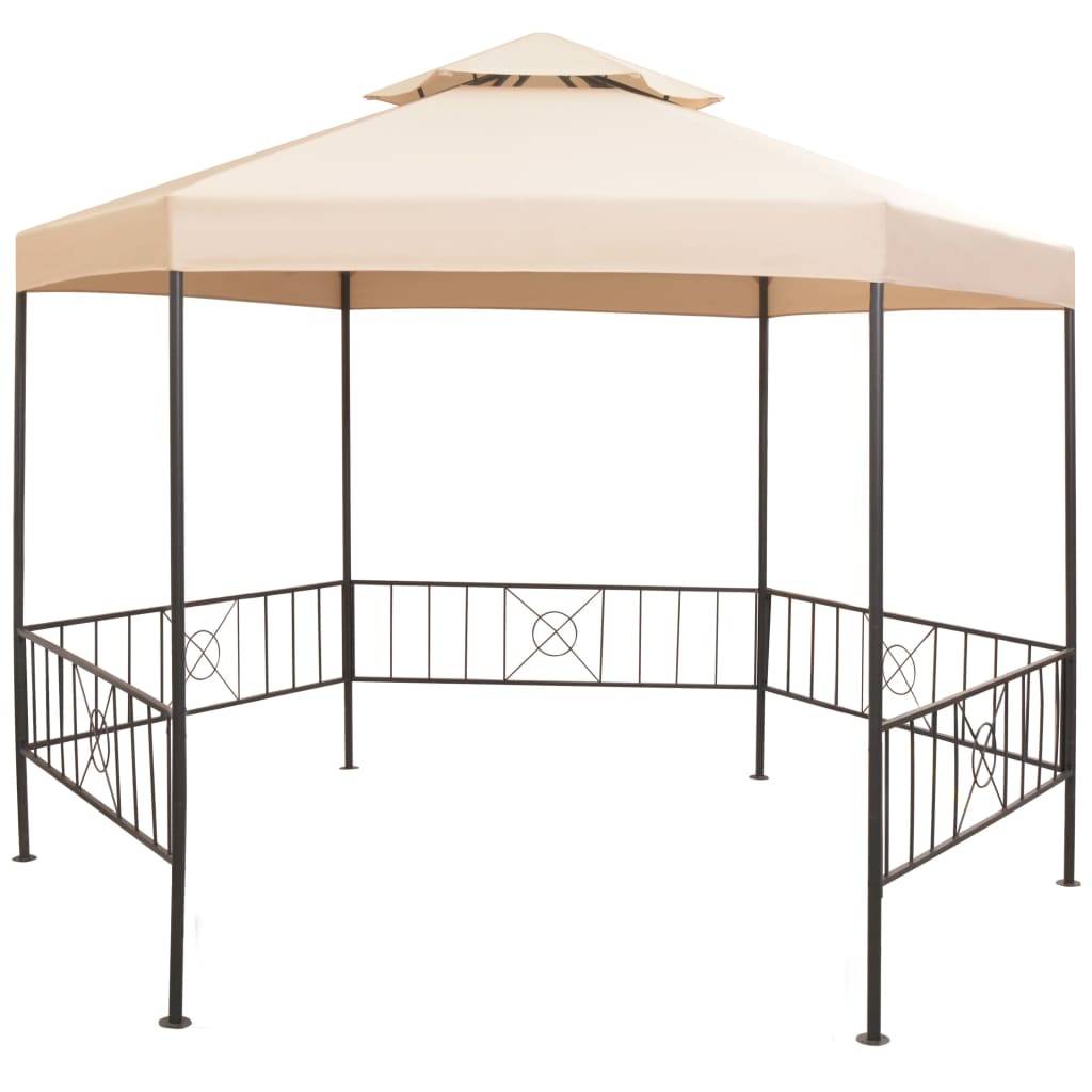 vidaXL Gartenpavillon Partyzelt Hexagonal Beige 323x265 cm