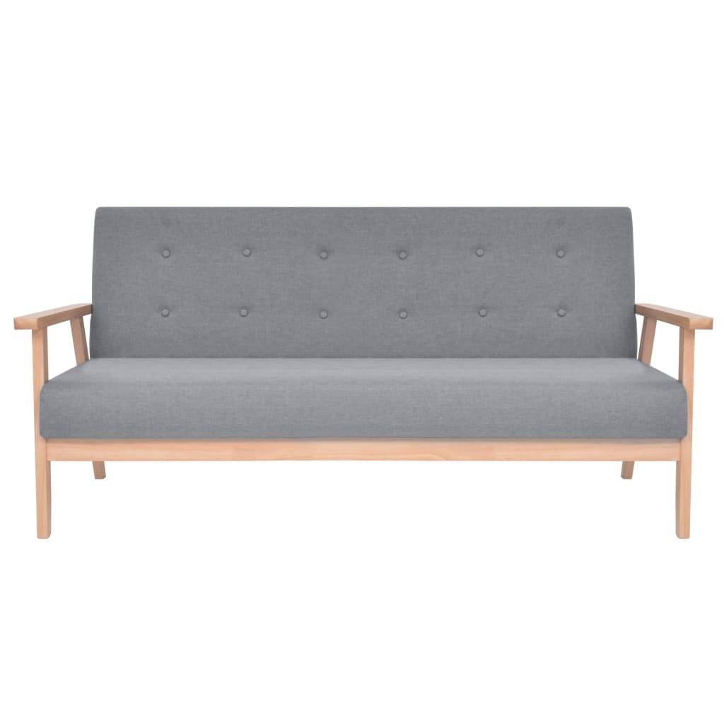vidaXL Sofa-Set 3-tlg. Stoff Hellgrau