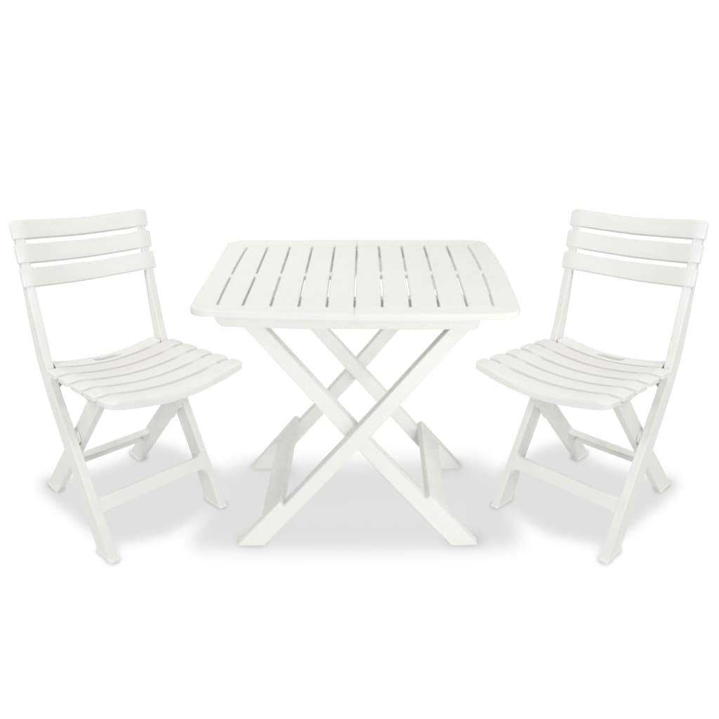 vidaXL 3-tlg. Bistro-Set Klappbar Kunststoff Weiß