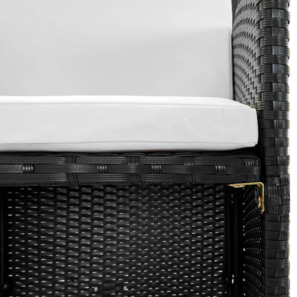 vidaXL 13-tlg. Garten-Essgruppe mit Auflagen Poly Rattan Schwarz