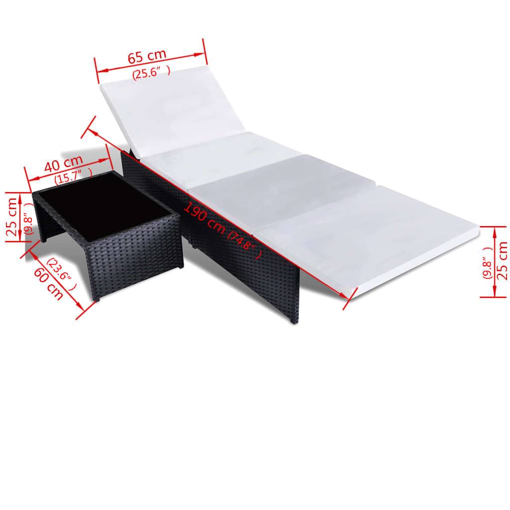 vidaXL Outdoor-Lehnstühle 2 Stk. mit Tisch Schwarz Poly-Rattan