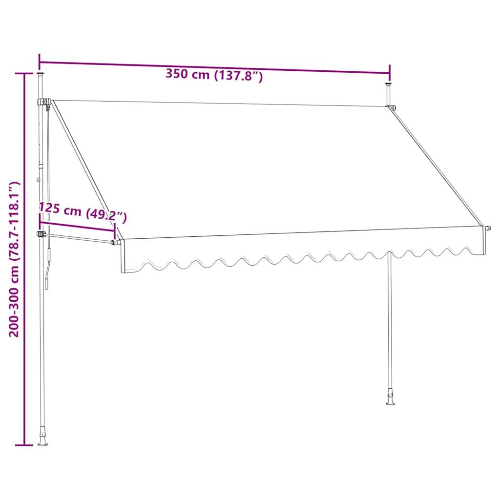 vidaXL Einziehbare Markise Handbetrieben 350 cm Gelb/Blau Gestreift