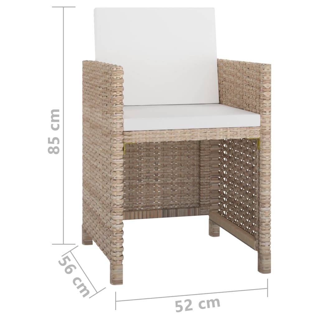 vidaXL 13-tlg. Garten-Essgruppe mit Auflagen Poly Rattan Beige