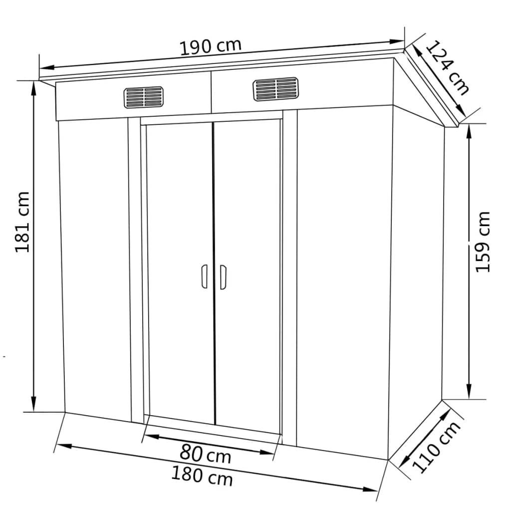 vidaXL Gartenschuppen Grau Metall