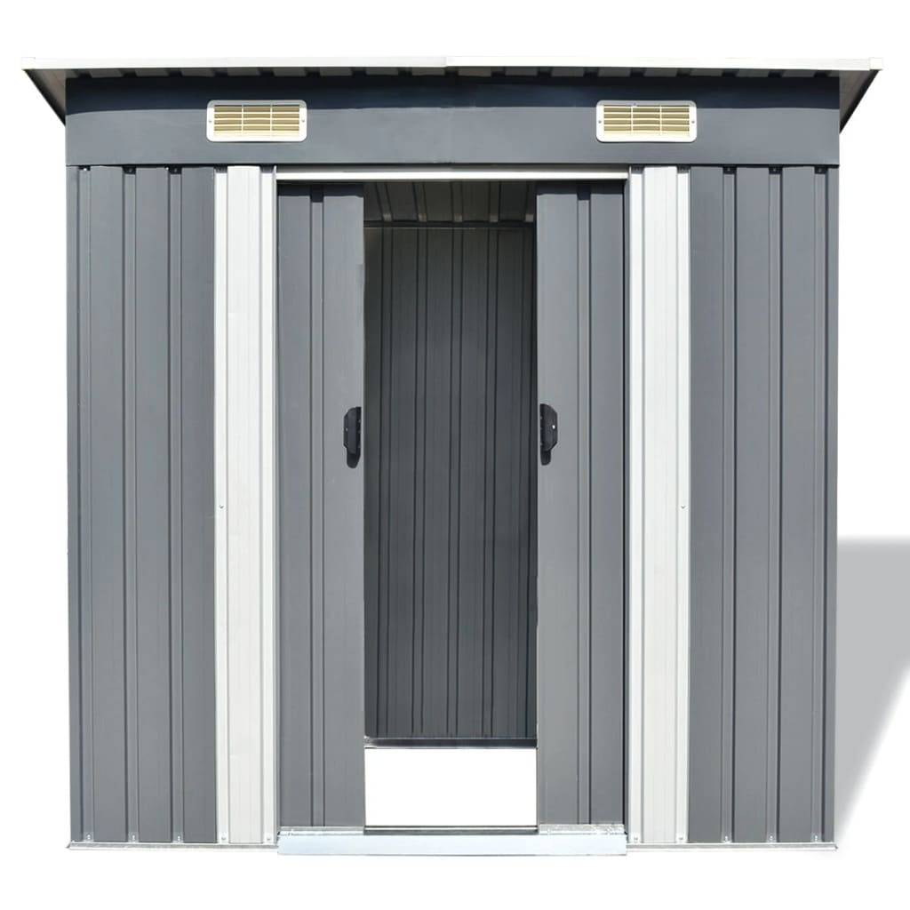 vidaXL Gartenschuppen Grau Metall