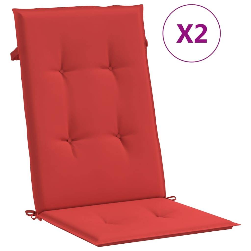 vidaXL Gartenstuhlauflagen für Hochlehner 2 Stk. Rot 120x50x3 cm Stoff