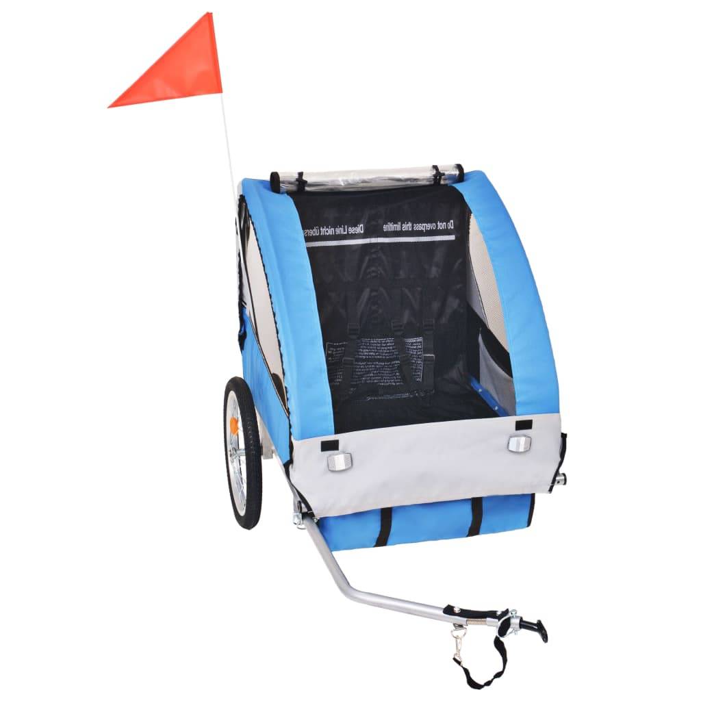 vidaXL Fahrradanhänger Grau und Blau 30 kg