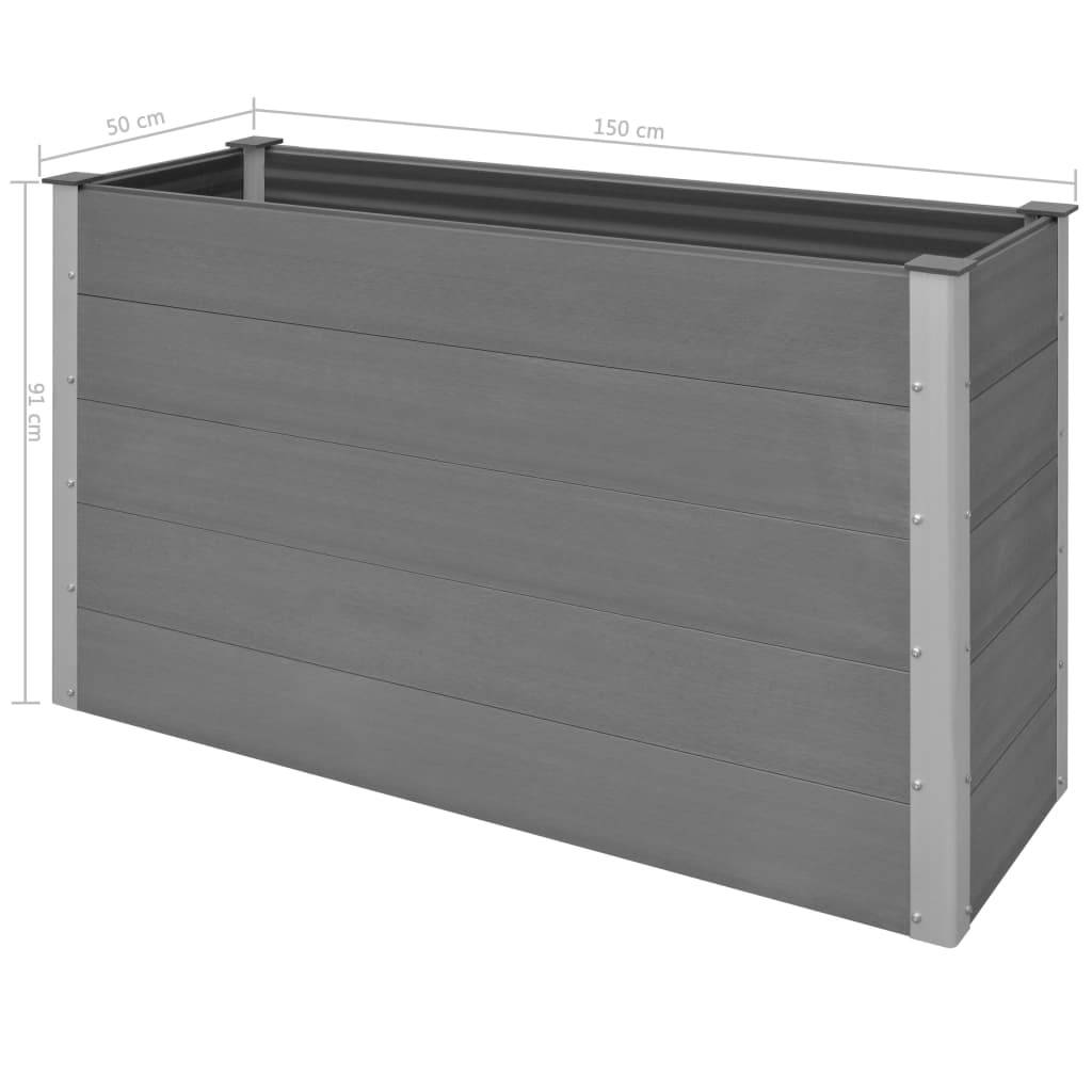 vidaXL Garten-Hochbeet WPC 150 x 50 x 91 cm Grau