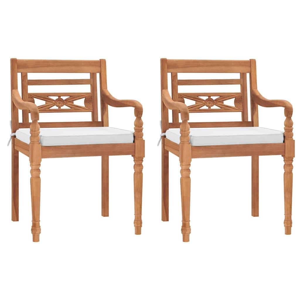 vidaXL Batavia-Stühle 2 Stk. mit Polstern Massivholz Teak