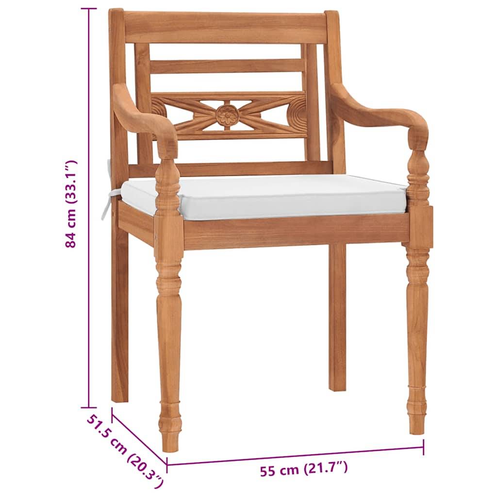 vidaXL Batavia-Stühle 2 Stk. mit Polstern Massivholz Teak