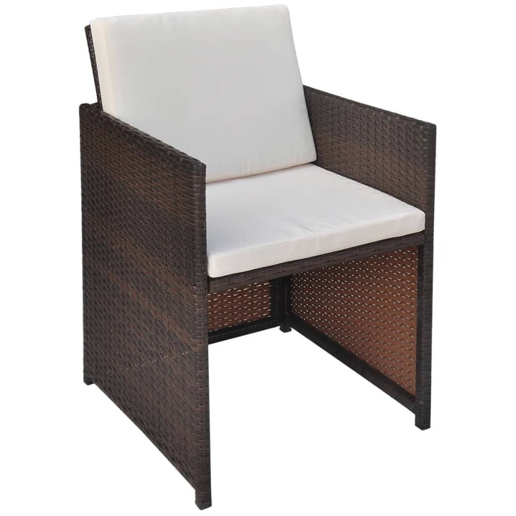 vidaXL Gartenstühle 2 Stk. mit Polstern und Kissen Poly Rattan Braun