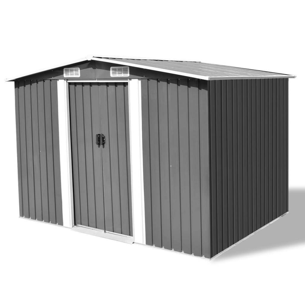 vidaXL Gartenschuppen Grau Metall 257 x 205 x 178 cm