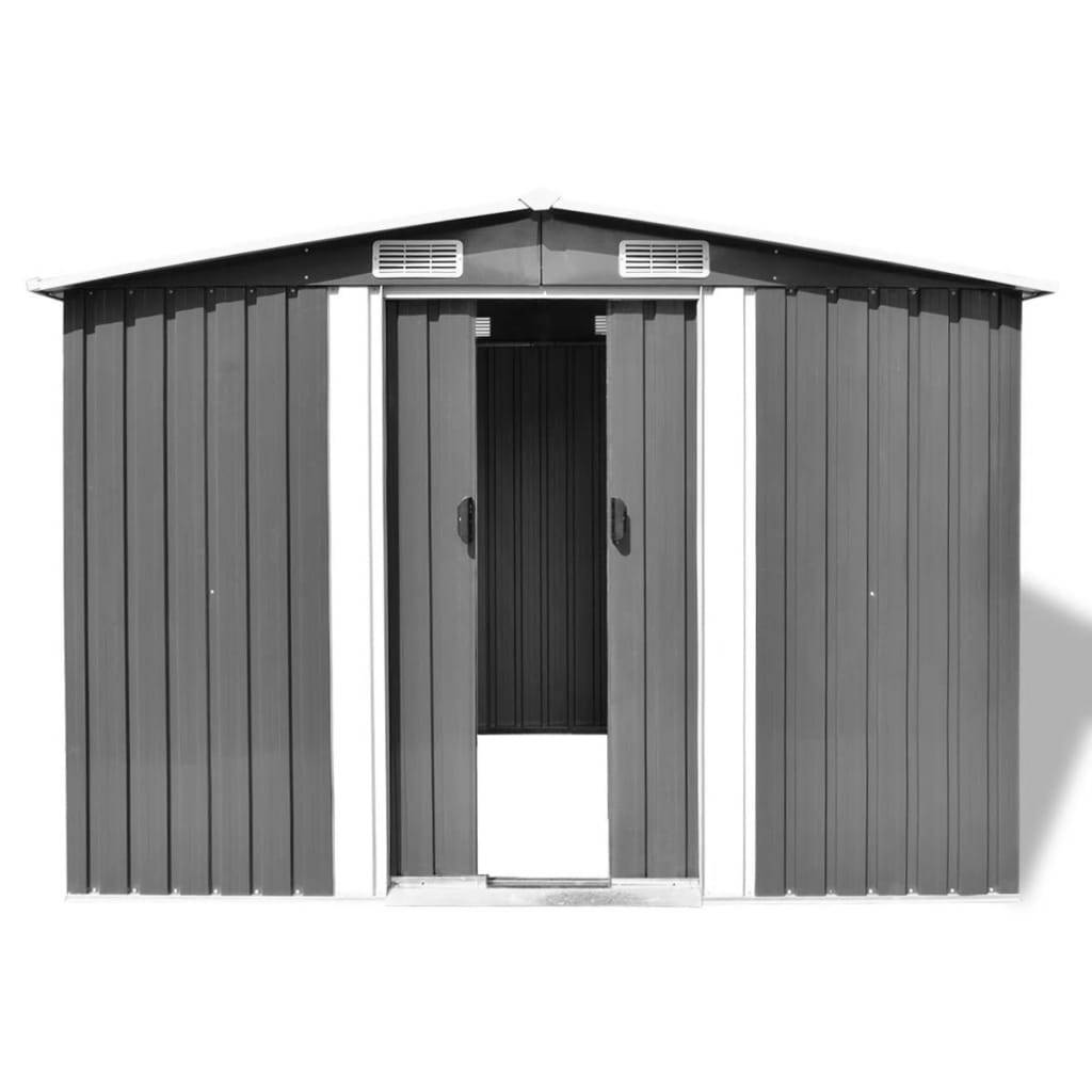vidaXL Gartenschuppen Grau Metall 257 x 205 x 178 cm