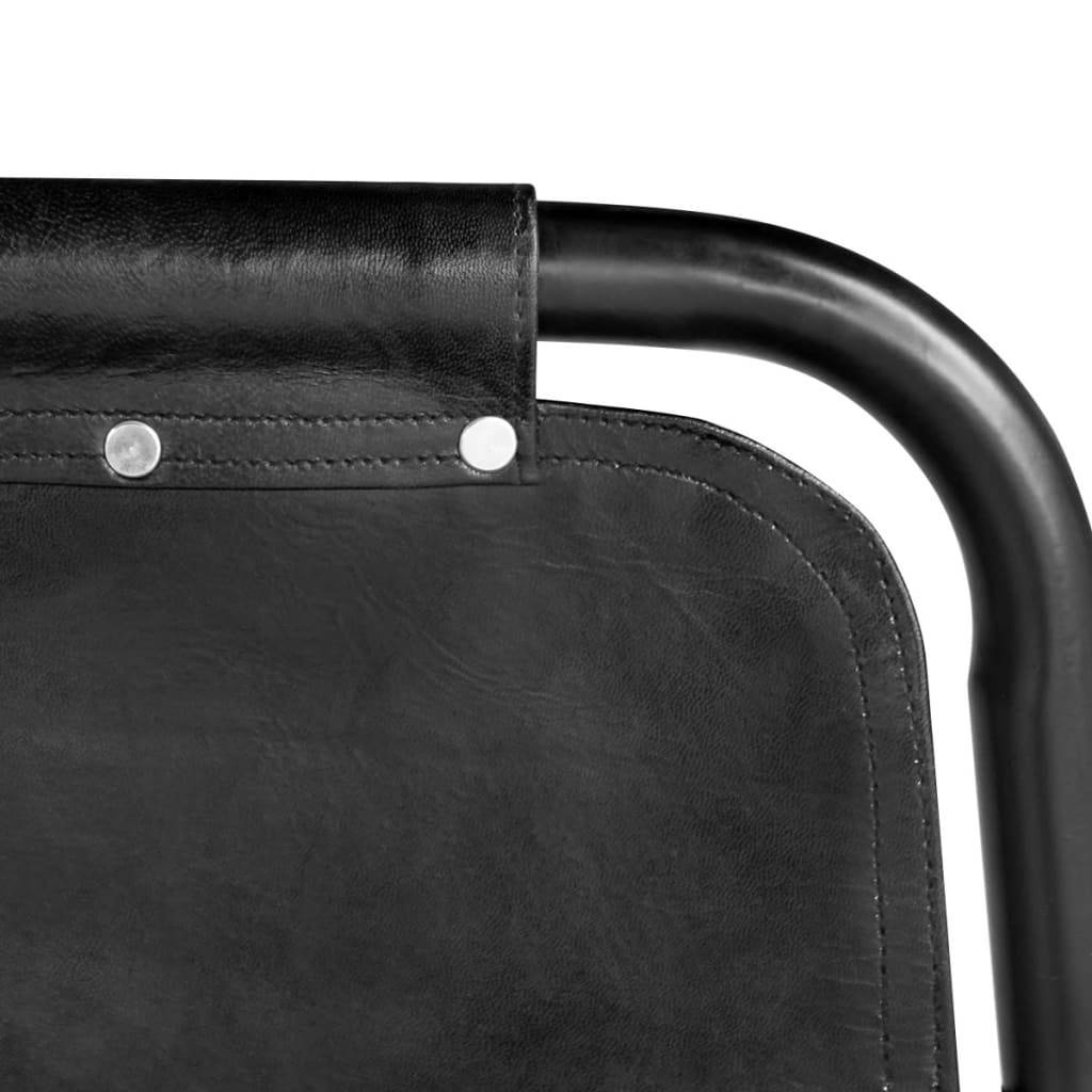 vidaXL Esszimmerstühle 6 Stk. Schwarz Echtleder