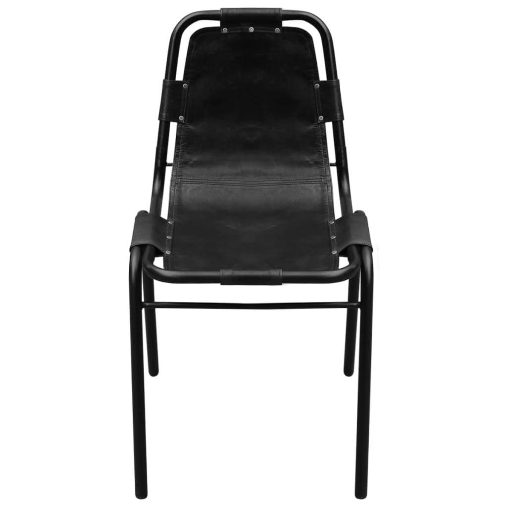 vidaXL Esszimmerstühle 6 Stk. Schwarz Echtleder