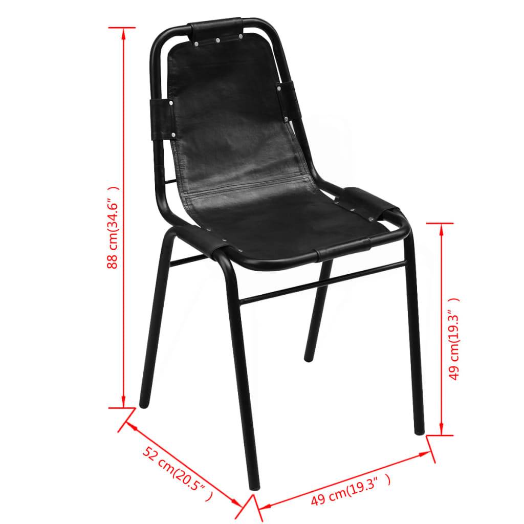 vidaXL Esszimmerstühle 6 Stk. Schwarz Echtleder