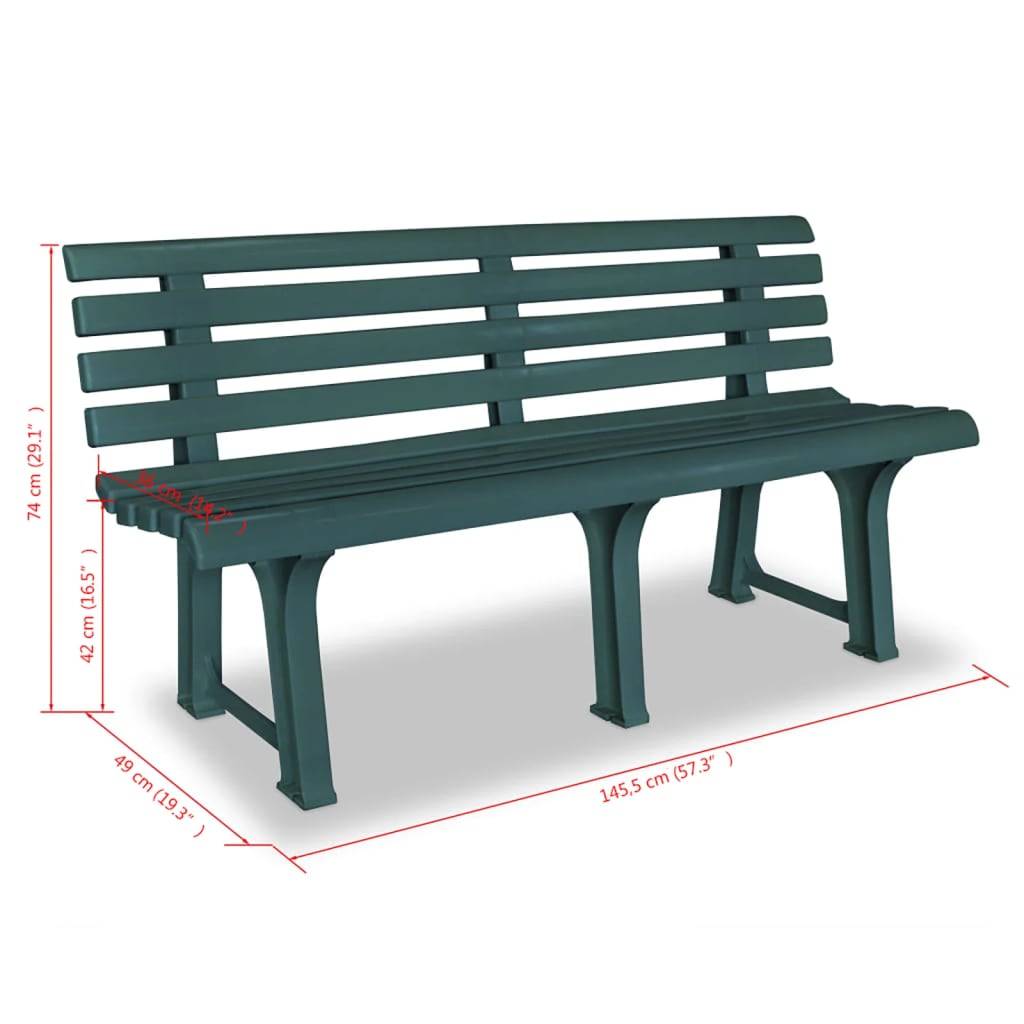 vidaXL Gartenbank 145,5 cm Kunststoff Grün