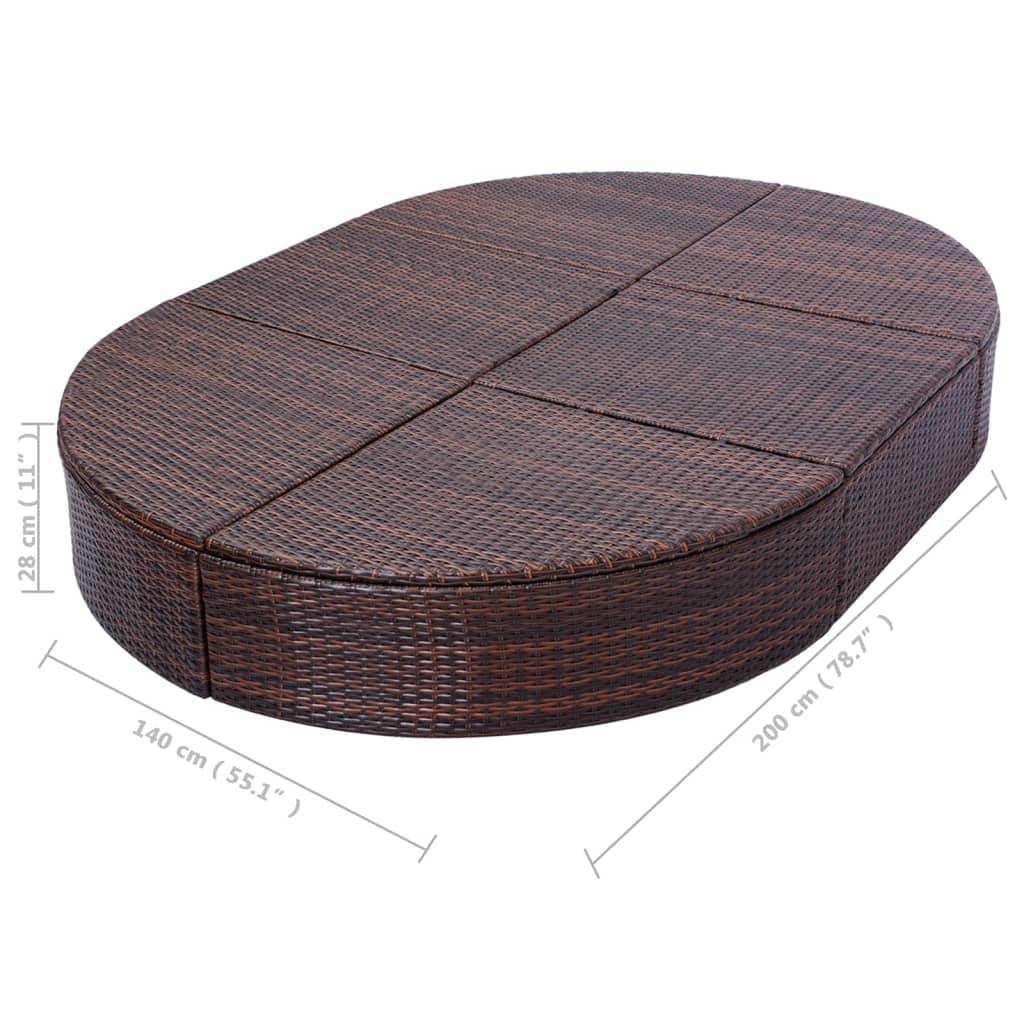 vidaXL Outdoor-Loungebett mit Kissen Poly Rattan Braun