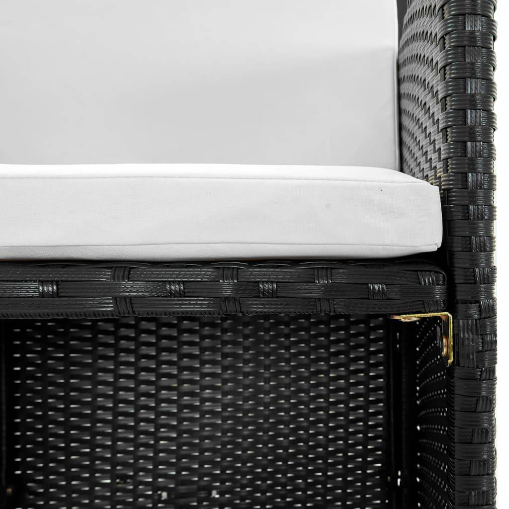 vidaXL 9-tlg. Garten-Essgruppe mit Auflagen Poly Rattan Schwarz