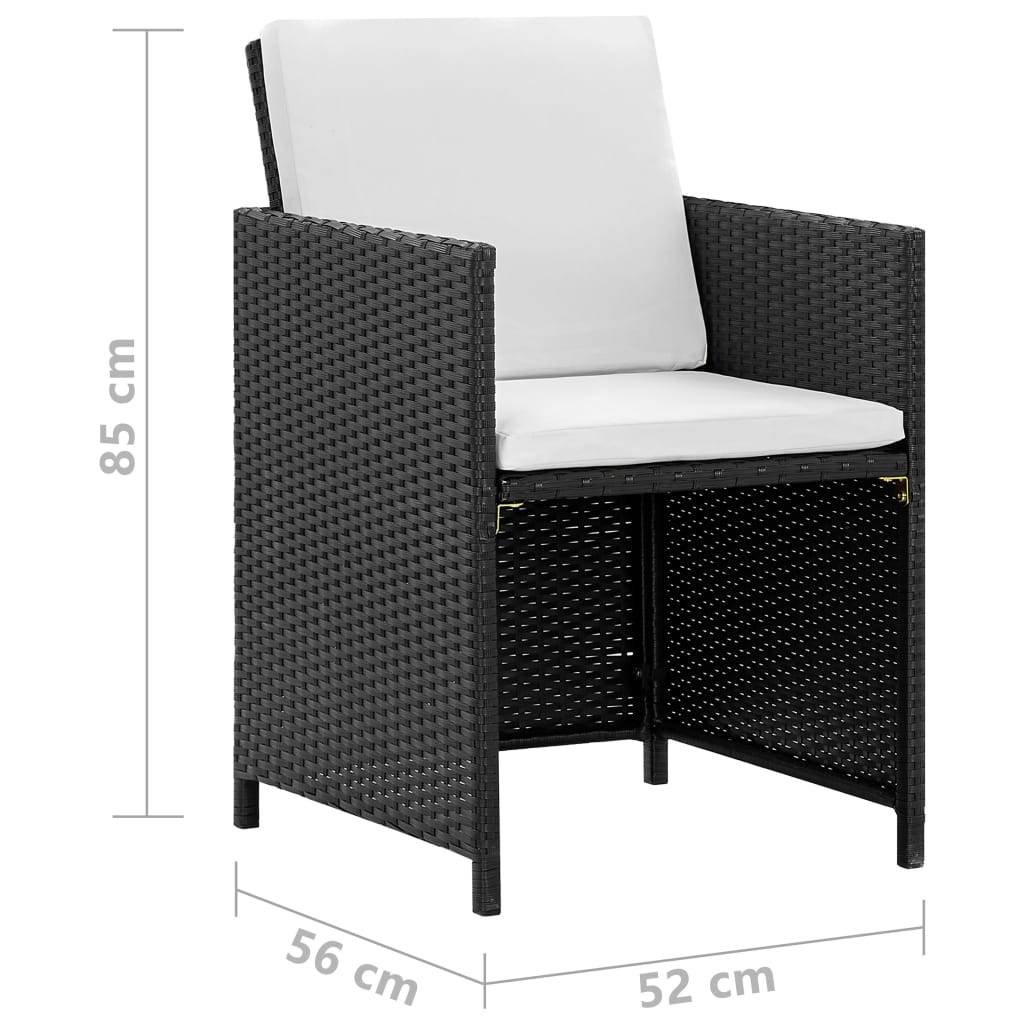 vidaXL 9-tlg. Garten-Essgruppe mit Auflagen Poly Rattan Schwarz