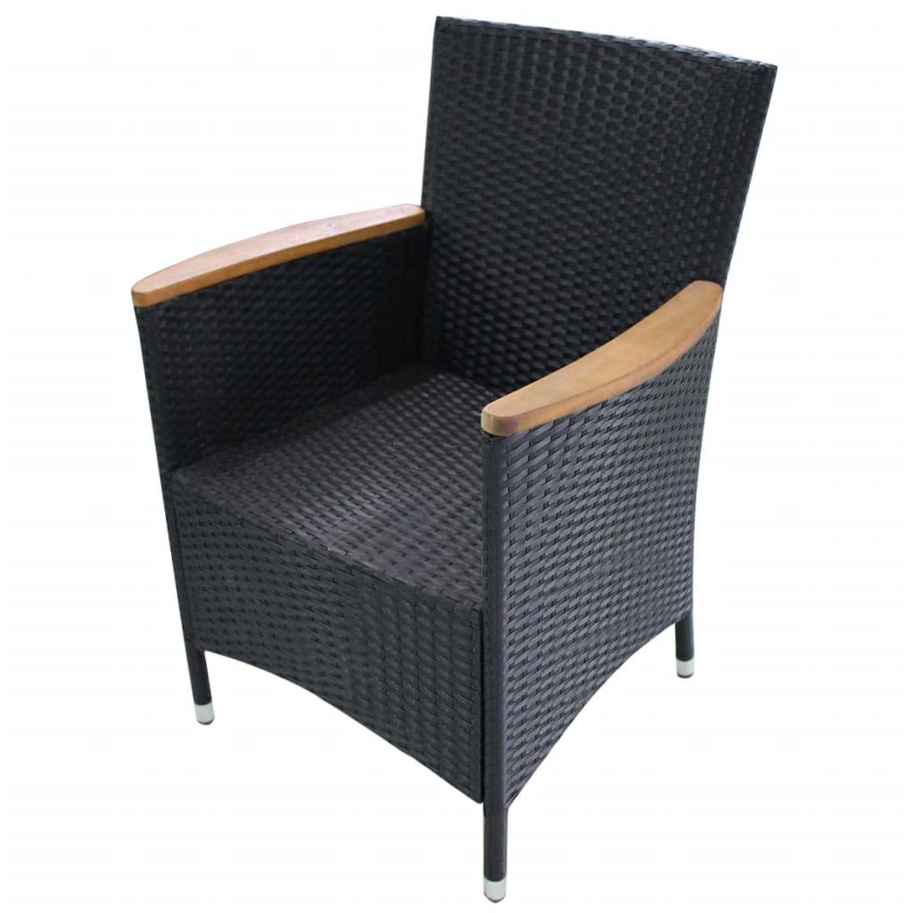 vidaXL Gartenstühle 2 Stk. mit Polstern Poly Rattan Schwarz