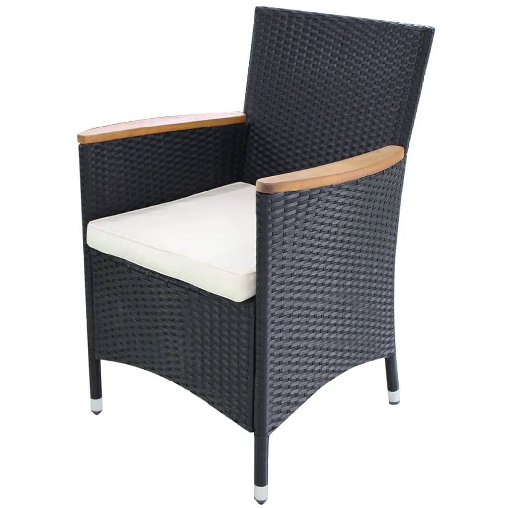 vidaXL Gartenstühle 2 Stk. mit Polstern Poly Rattan Schwarz