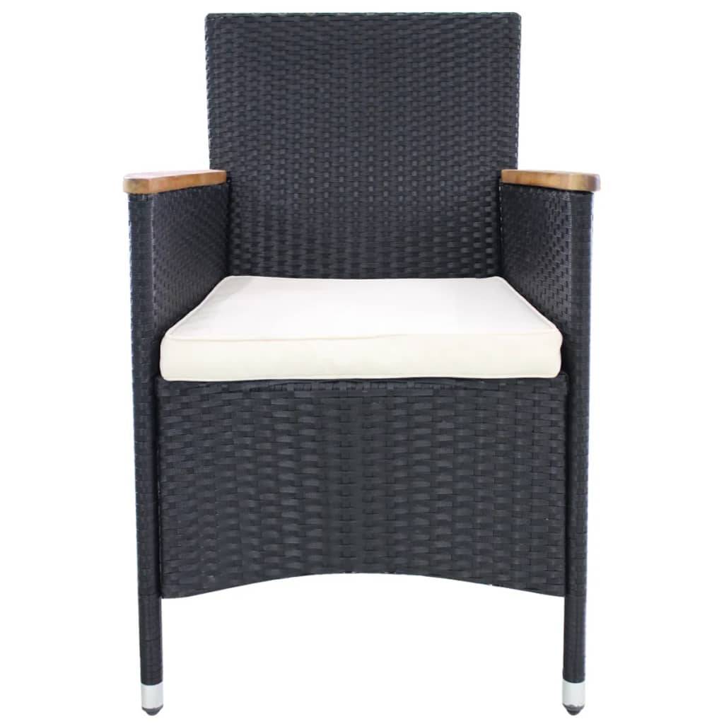 vidaXL Gartenstühle 2 Stk. mit Polstern Poly Rattan Schwarz