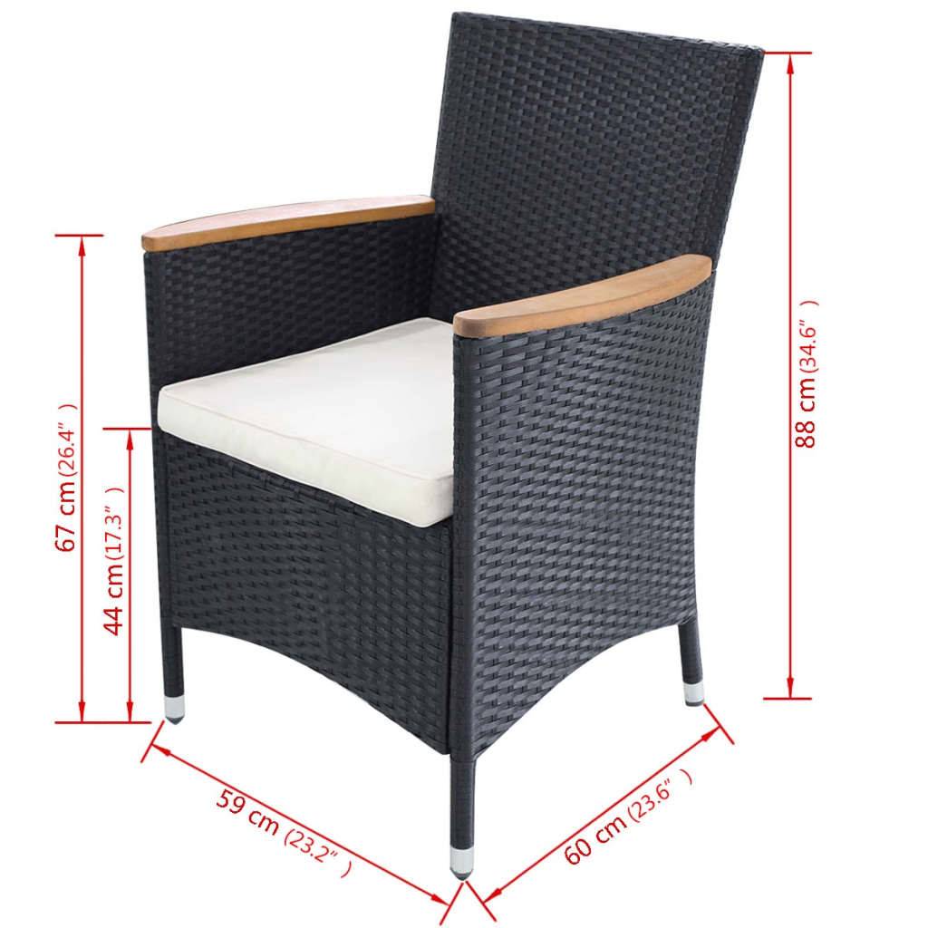 vidaXL Gartenstühle 2 Stk. mit Polstern Poly Rattan Schwarz