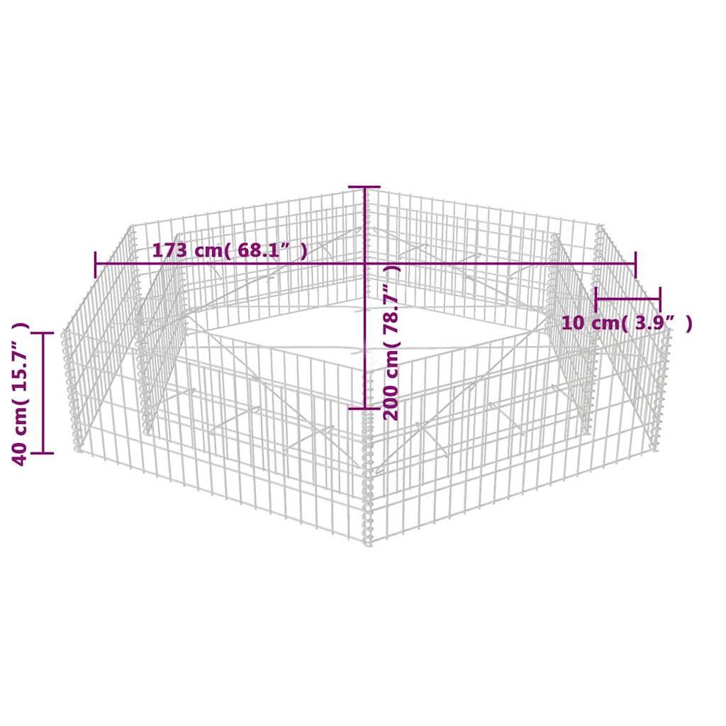 vidaXL Sechseckiges Gabionen-Hochbeet 200x173x40 cm
