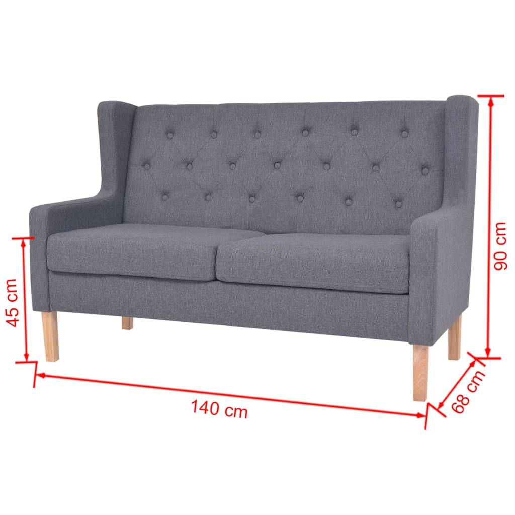 vidaXL Sofa 2-Sitzer Stoff Grau