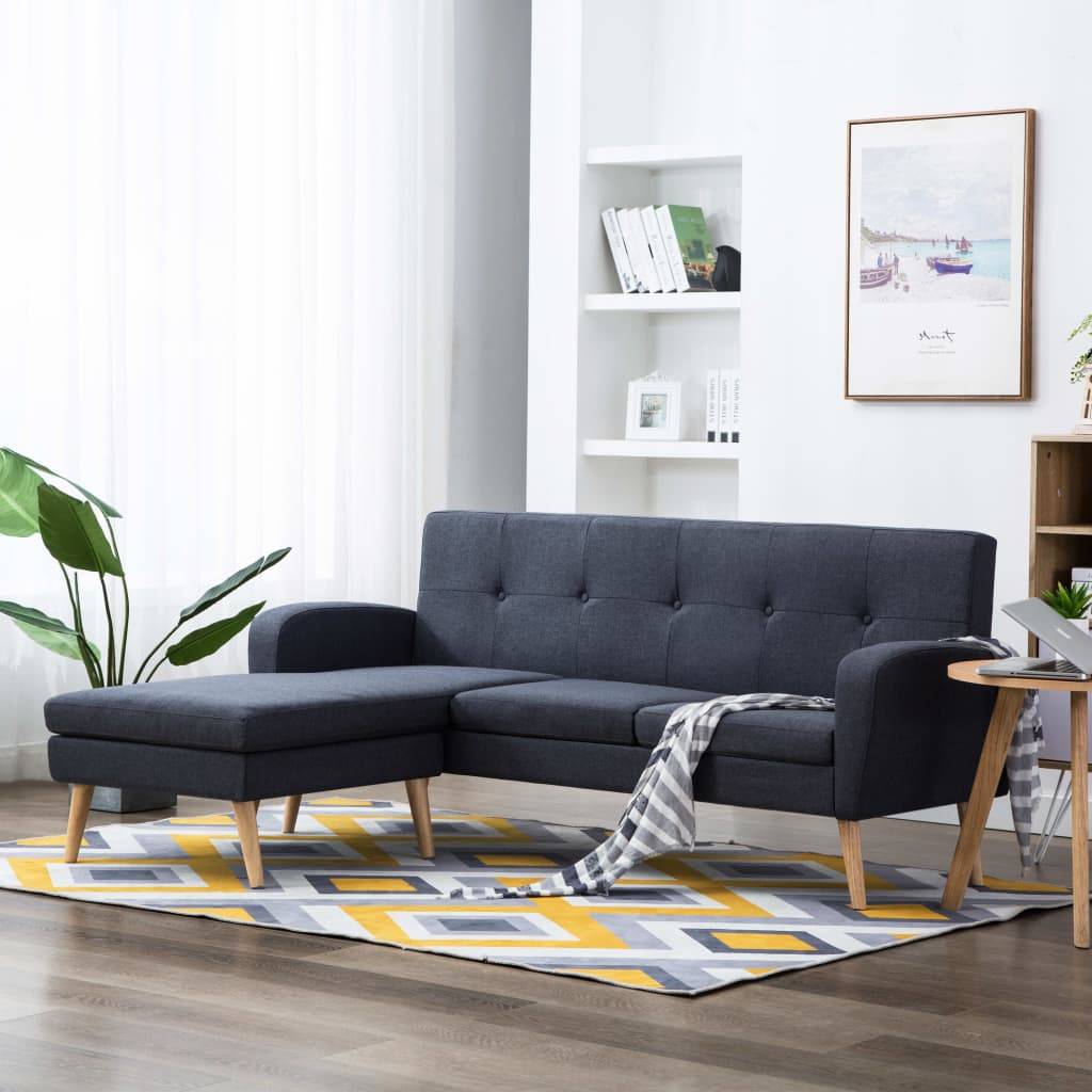 vidaXL Sofa in L-Form Stoffbezug 186 x 136 x 79 cm Dunkelgrau