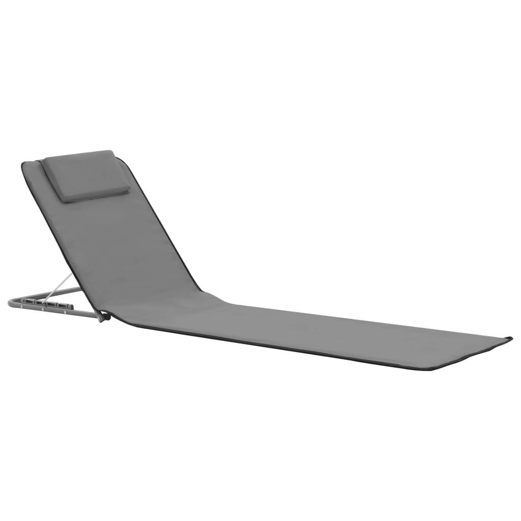 vidaXL Klappbare Strandmatte 2 Stk. Stahl und Stoff Grau