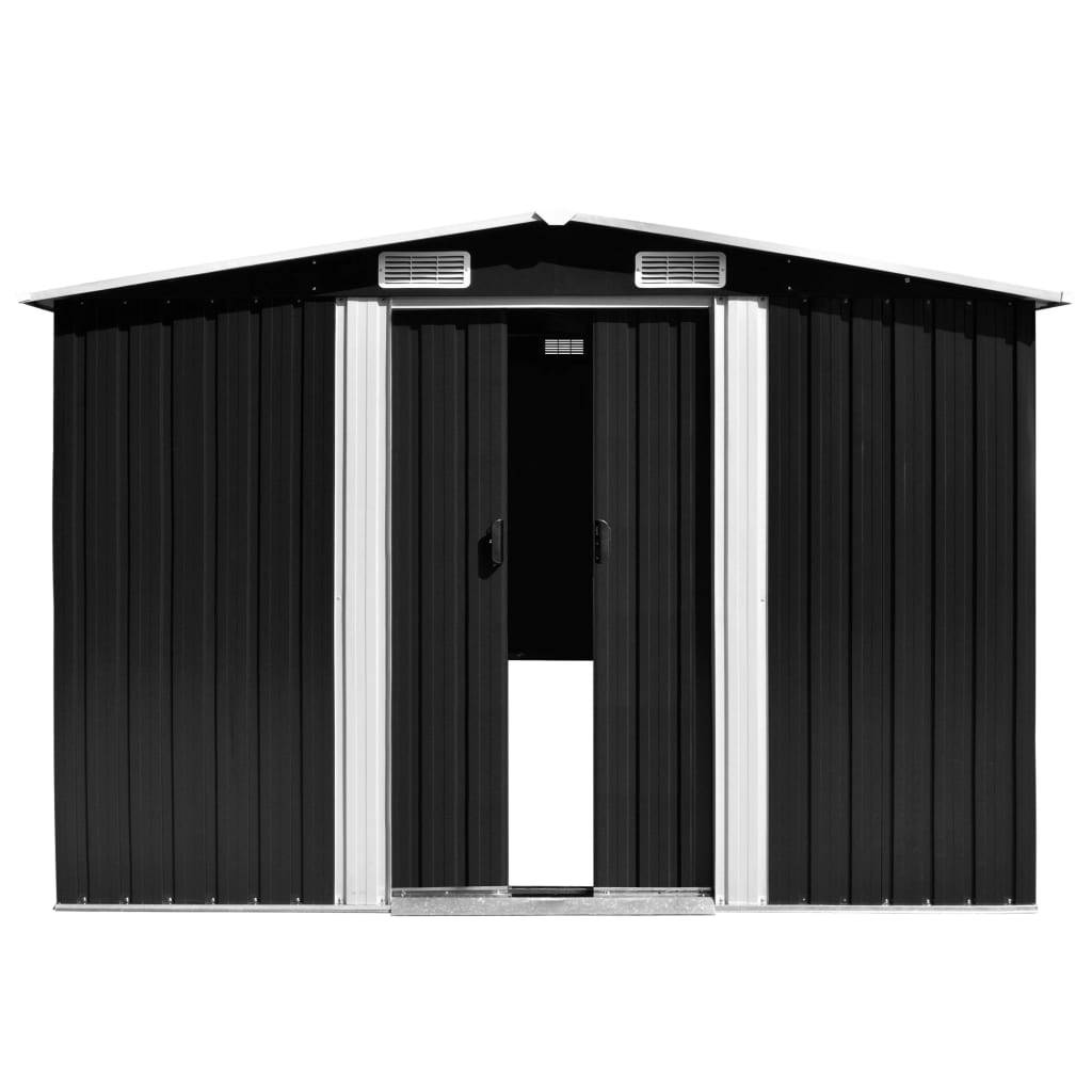 vidaXL Gerätehaus 257x392x181 cm Metall Anthrazit