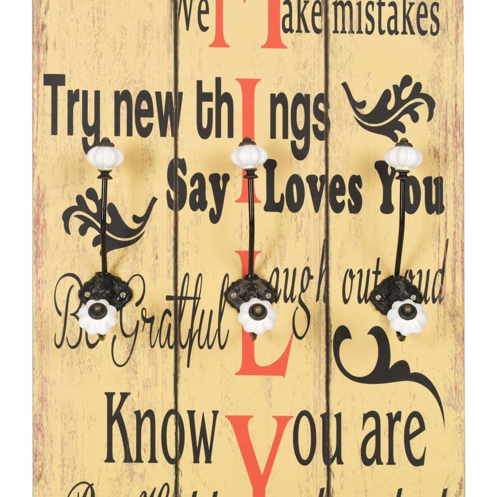 vidaXL Wandgarderobe mit 6 Haken 120 x 40 cm "FAMILY"