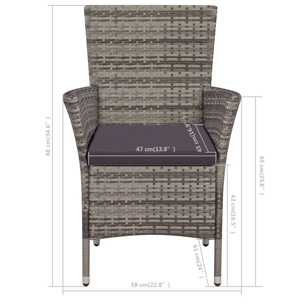 vidaXL 3-tlg. Bistro-Set Poly Rattan Grau