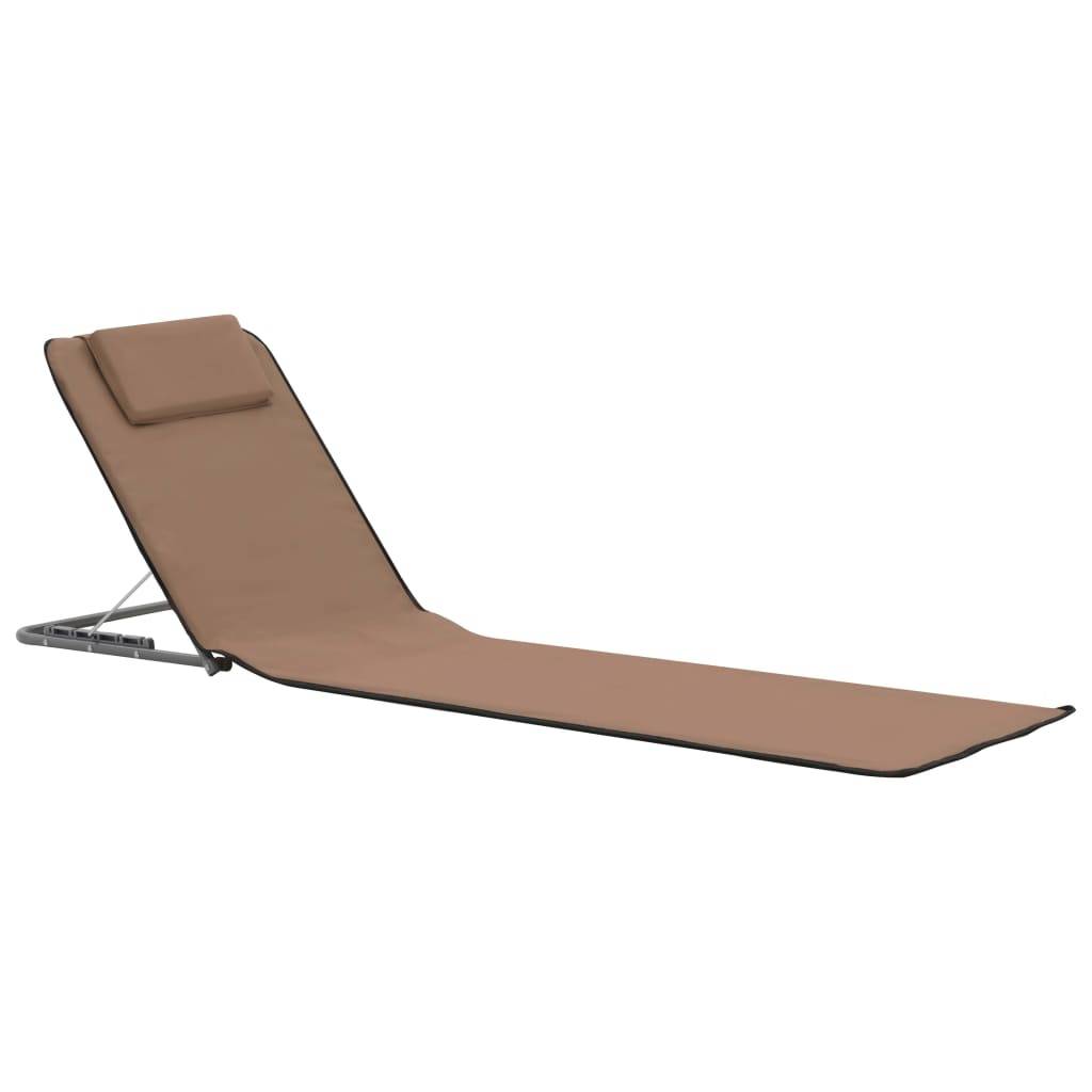 vidaXL Klappbare Strandmatte 2 Stk. Stahl und Stoff Braun