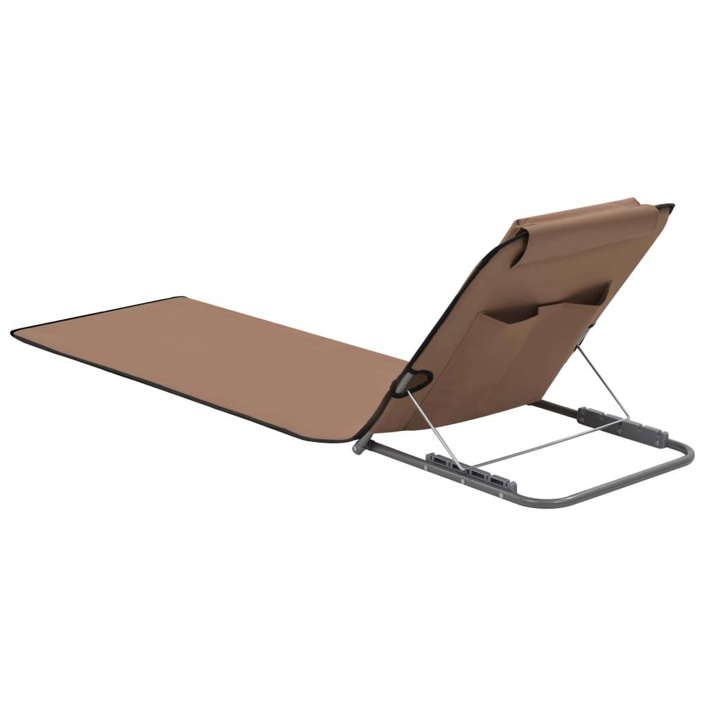 vidaXL Klappbare Strandmatte 2 Stk. Stahl und Stoff Braun